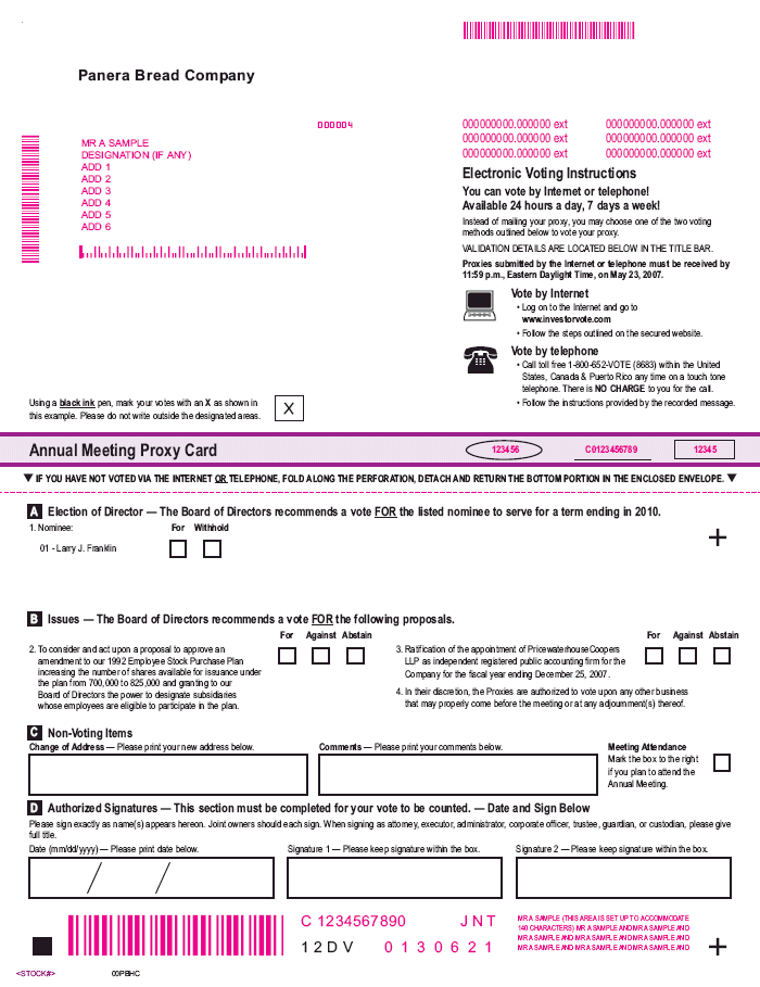 (PROXY CARD CM 8)